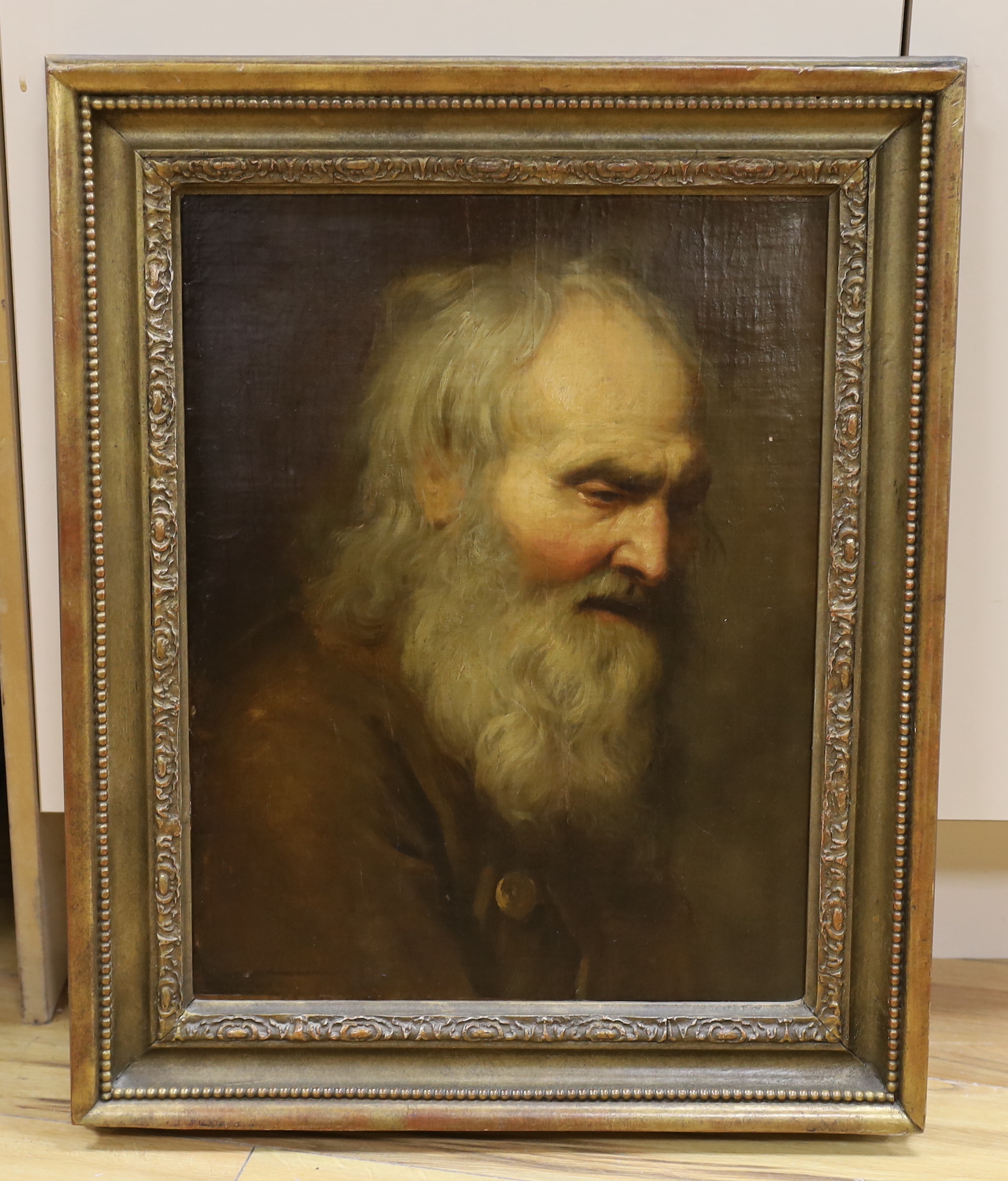 Manner of Nicaise De Keyser (Flemish, 1713-1887), early 19th century oil on canvas, Portrait of an old bearded man, inscribed verso, 46 x 36cm